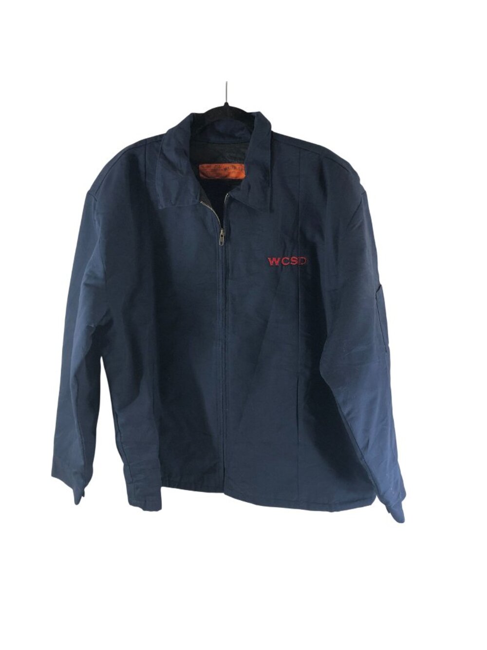Red Kap Mens Navy Blue Work Jacket XL-RG WCSD Logo Front Zip Closure